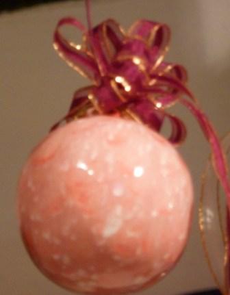 Christmas bauble hand glazed with crystal pink glaze